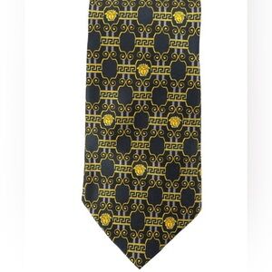 Versace Royal Blue With Medusa Logo Print Men's Tie 56 Inches
